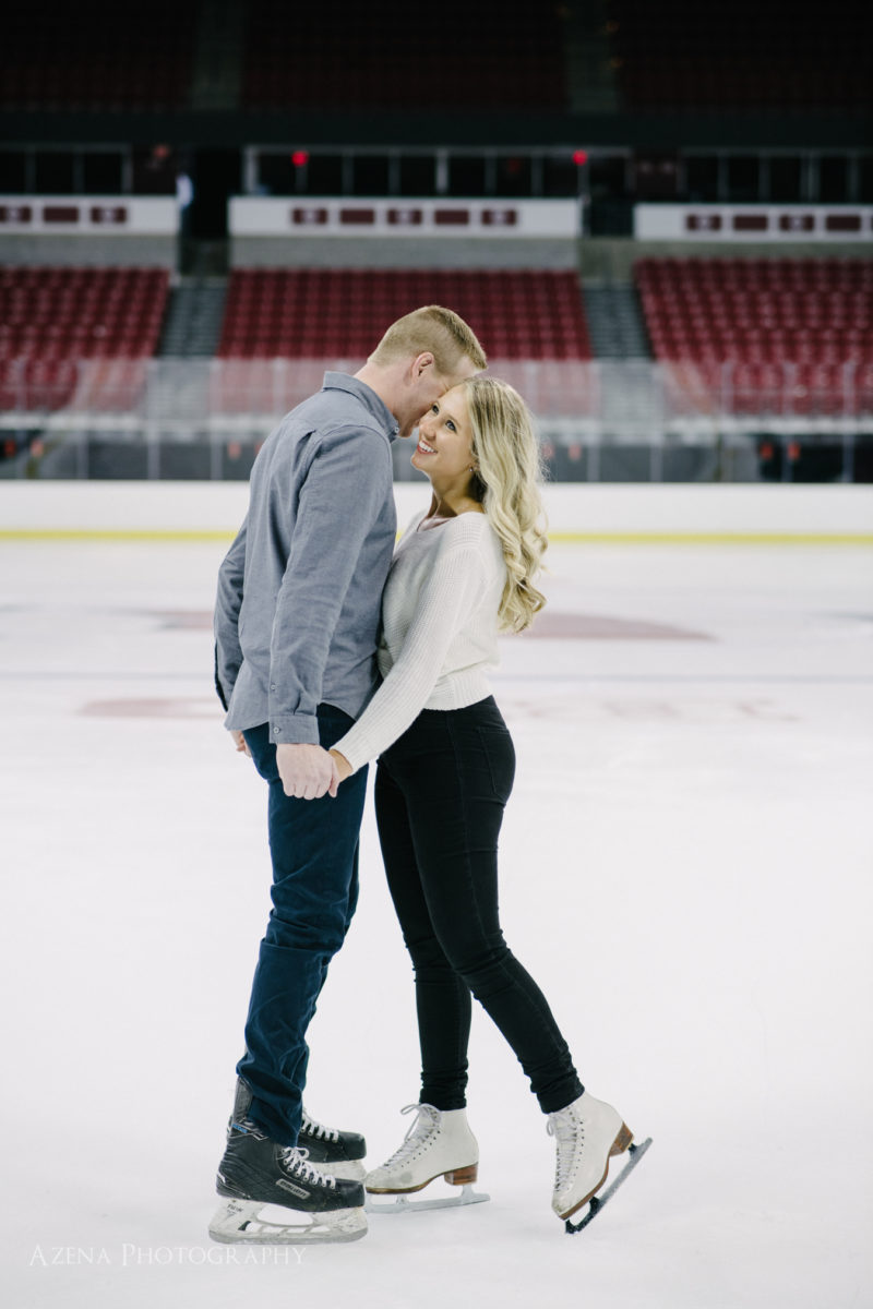 hockey and ice skating engagement session at UW Badgers Ribnk