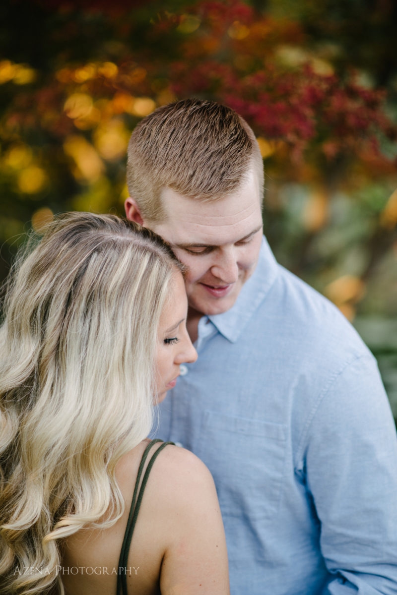 engagement session at Allen centennial gardens with colorful trees in Madison, WI