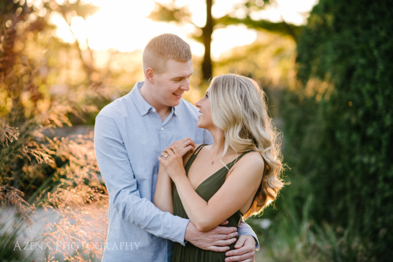 Sunset engagement session at Allen centennial gardens in Madison, WI