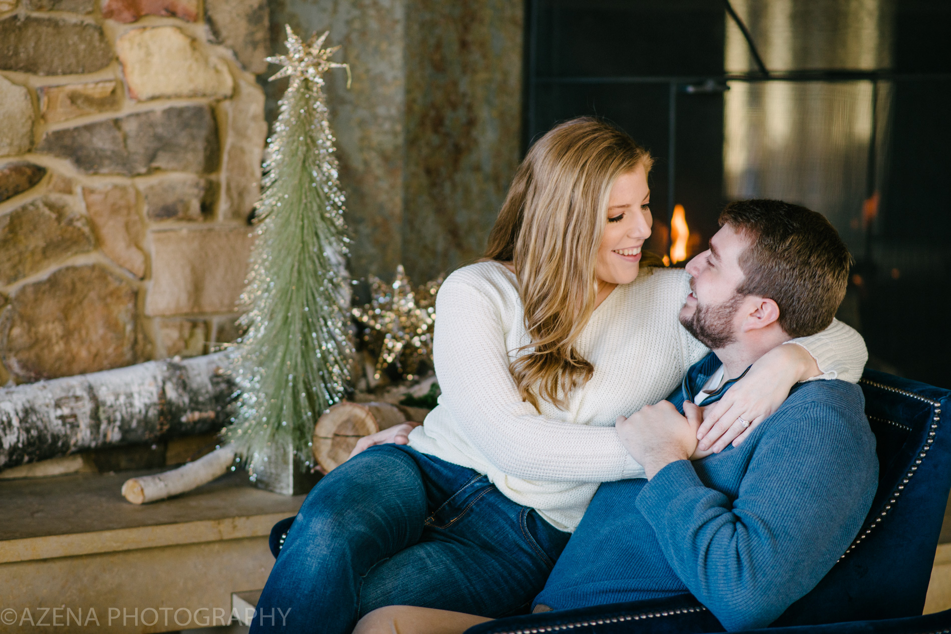 engagement session at the Edgewater in Madison WI at Christmas
