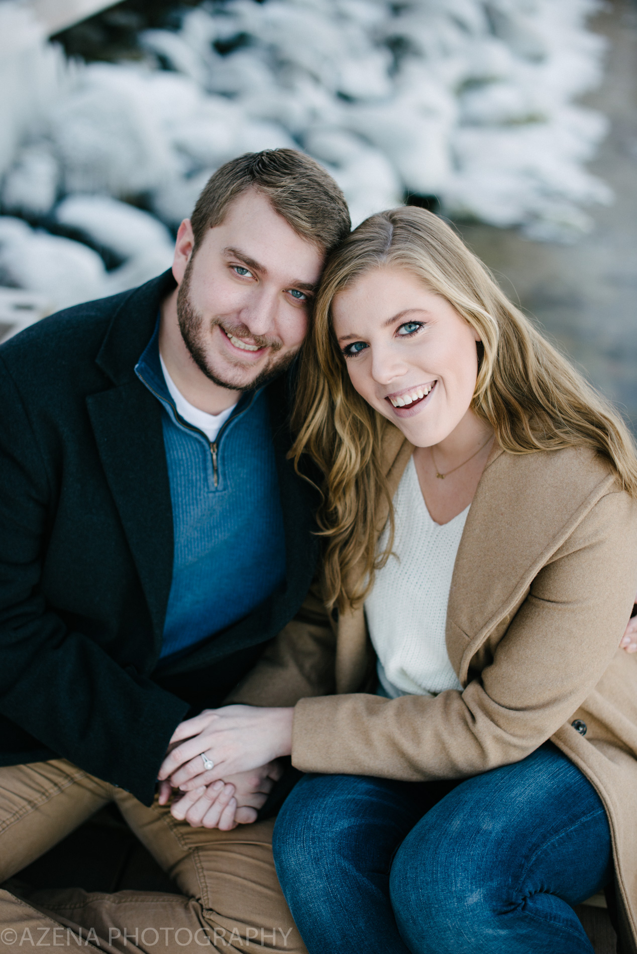 Winter engagement session at the Edgewater on the lake
