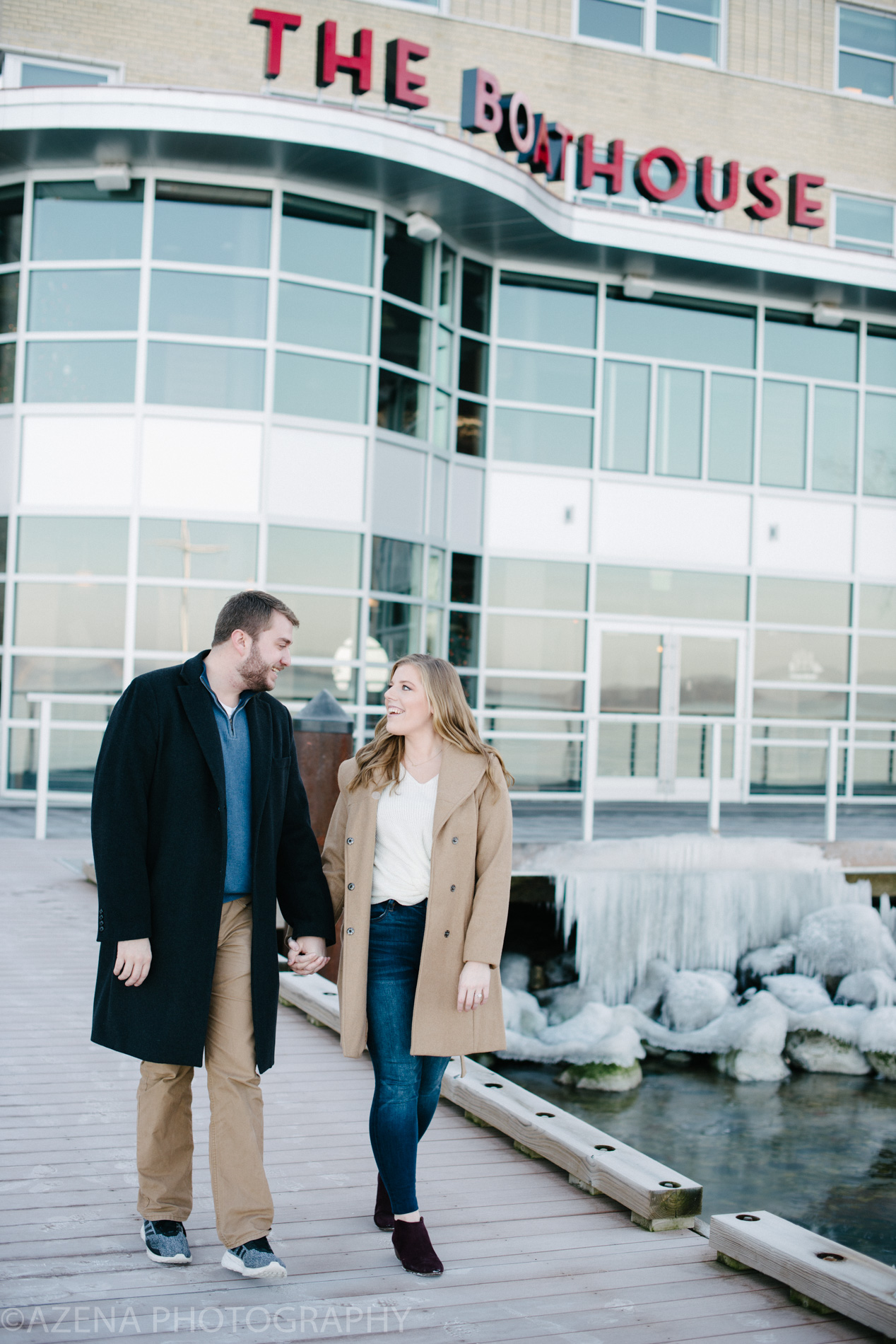 Winter engagement session at the Edgewater on the lake