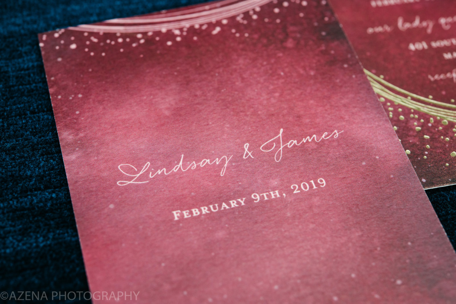 Rose colored wedding invitation