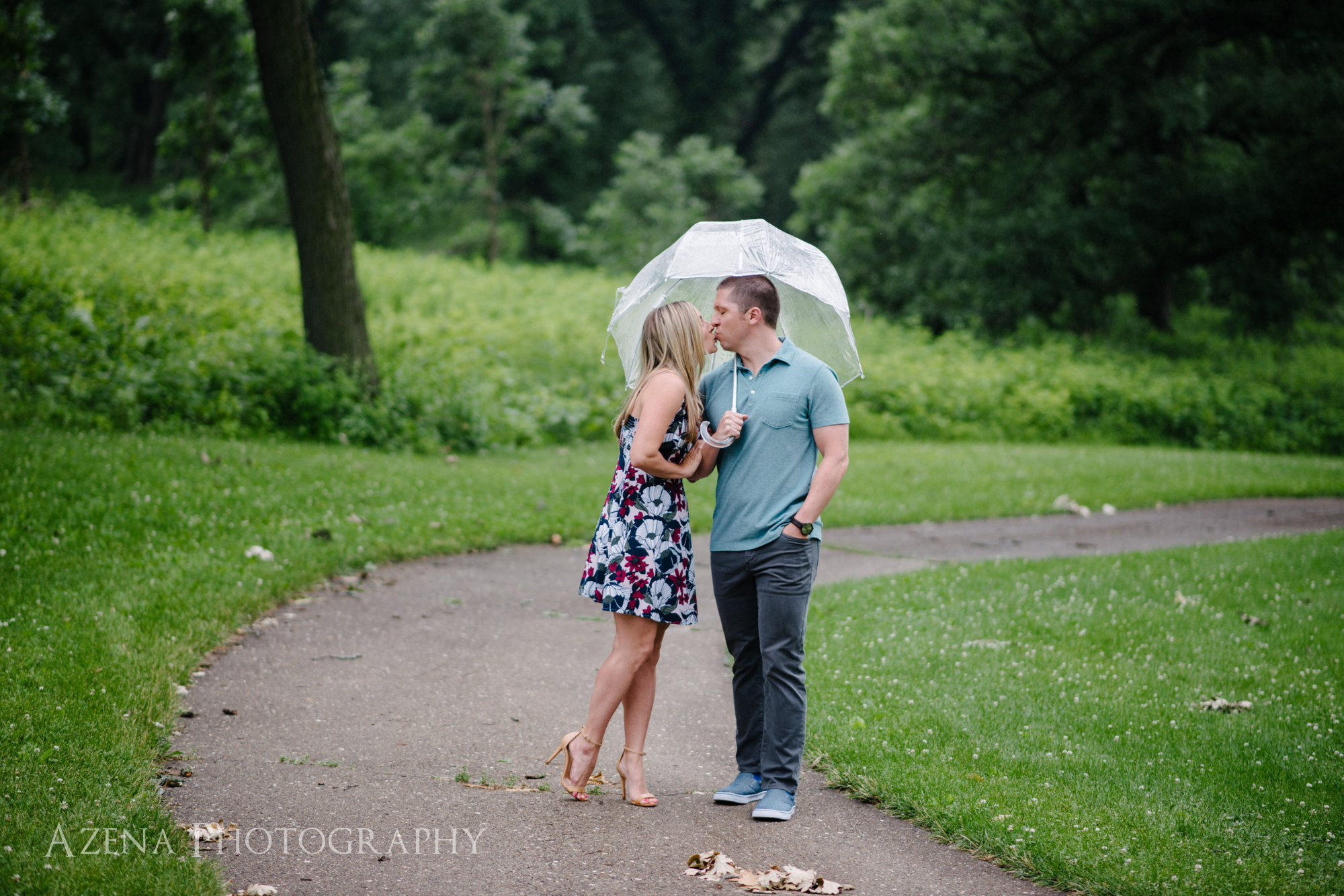 engaged in the rain