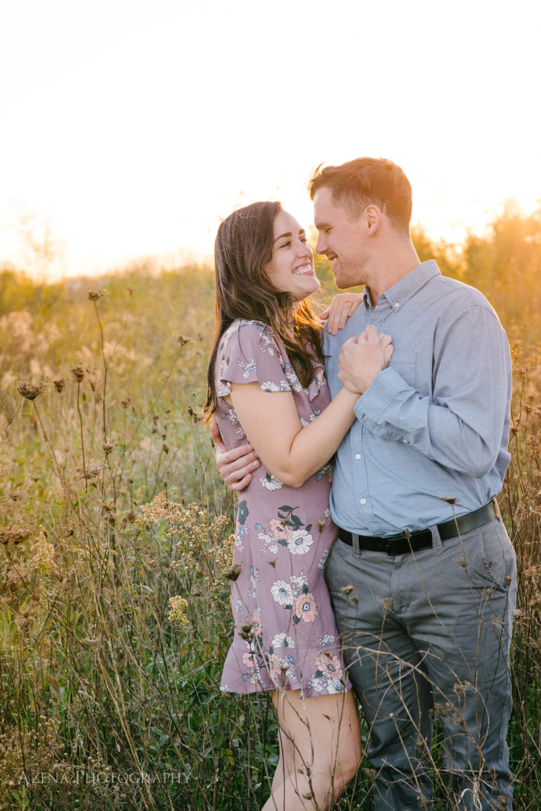 fall outdoor engagement session at sunset