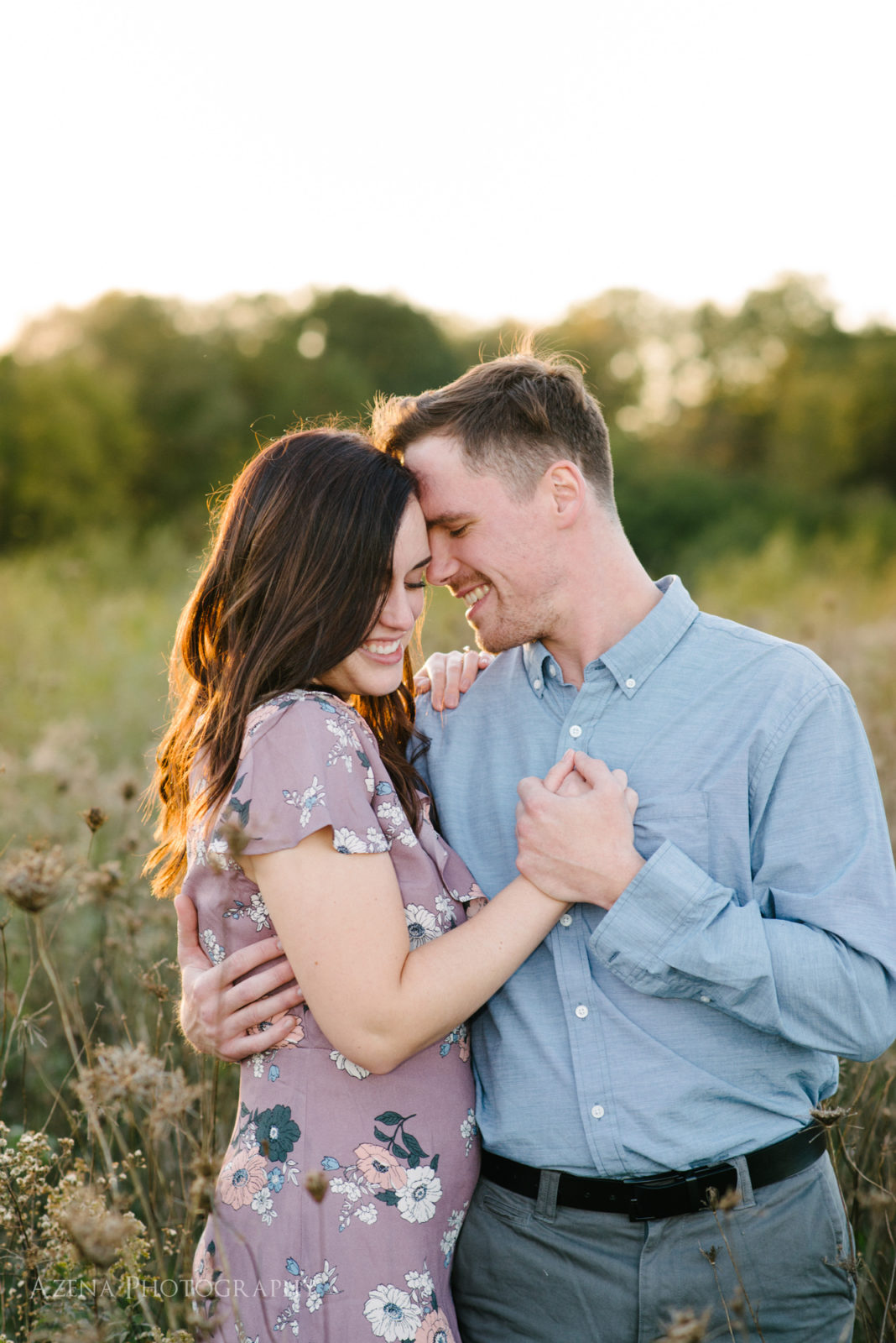 fall outdoor engagement session at sunset