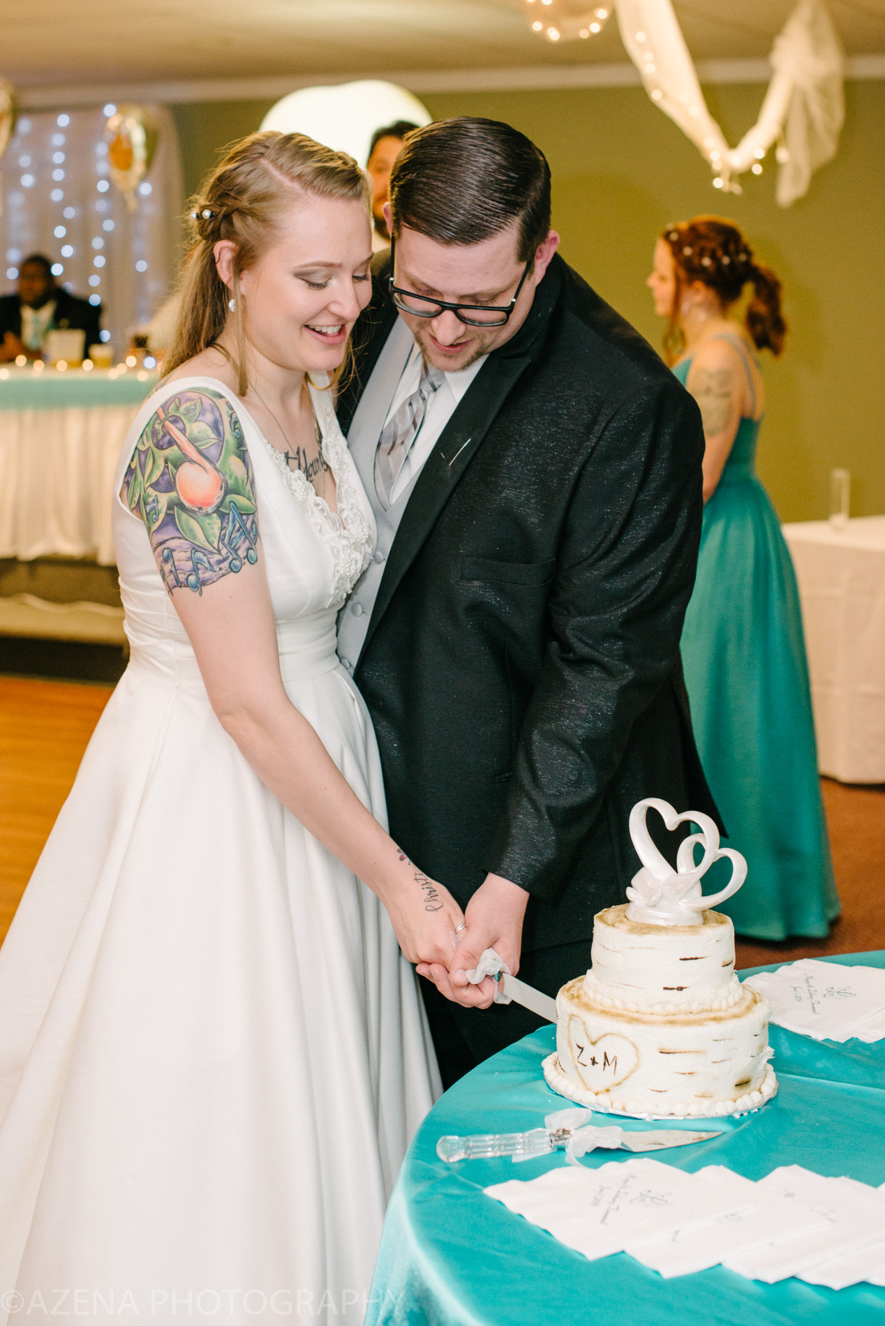 Bride and Groom Cut Cake