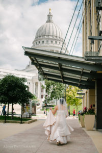 bride walking toward capitol